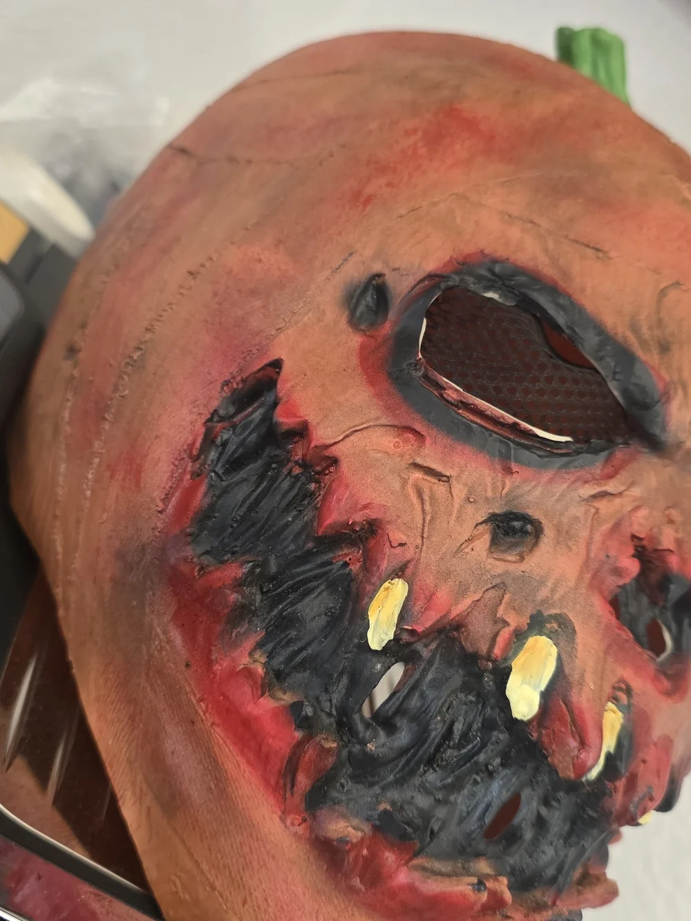 Scary Evil Pumpkin Head Ghoul Latex Mask Halloween Props Horror Jack O' Lantern